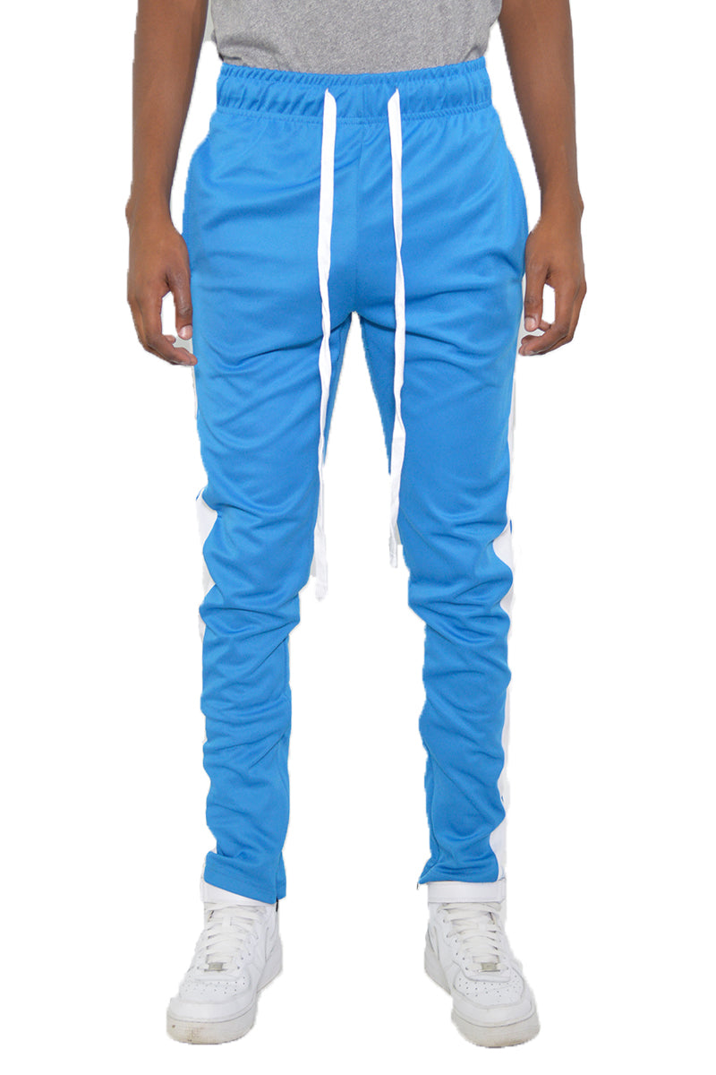 Lime Milo Men's Clothing Lime Milo Men's Baby Blue & White Slim Fit Track Pants