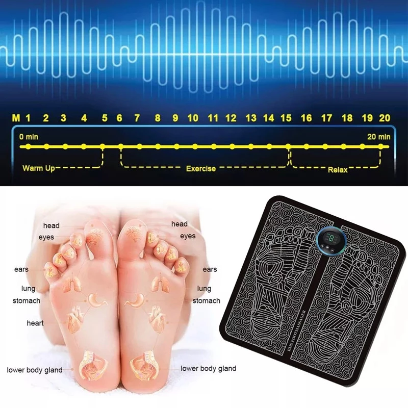 Teal Simba Healthcare Electric EMS Foot Massager Pad Foot Muscle Stimulator Leg Massage