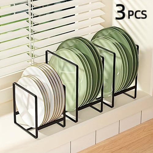 Champagne Apollo Home & Garden 3pcs Metal Plate Rack Storage Box - Vertical Rack Holder for Kitchen