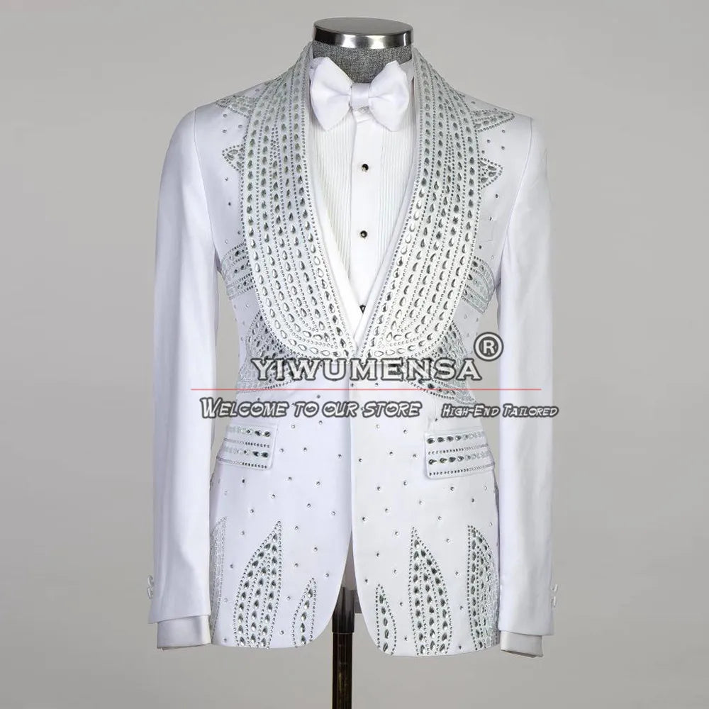 Next Level Fly Men's Silver Crystal Three Piece Suit Set