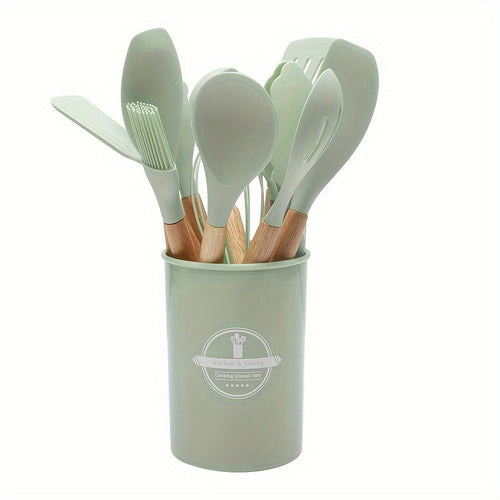 Champagne Apollo Home & Garden 12Piece Grey Silicone Kitchen Utensil Set with Holder