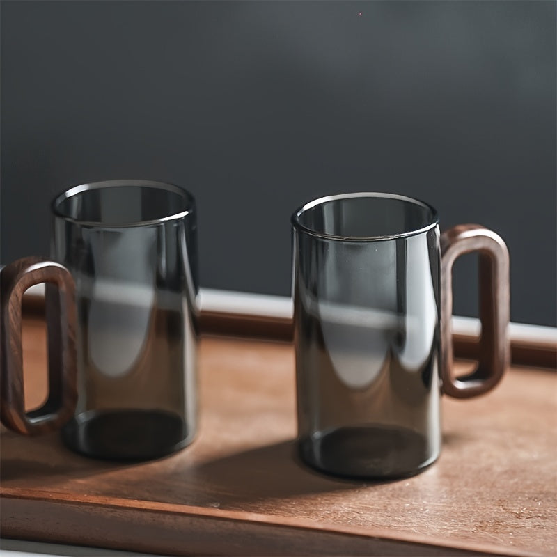 Champagne Apollo Home & Garden Ecofriendly Glass Mug Set with Dark Walnut Handle