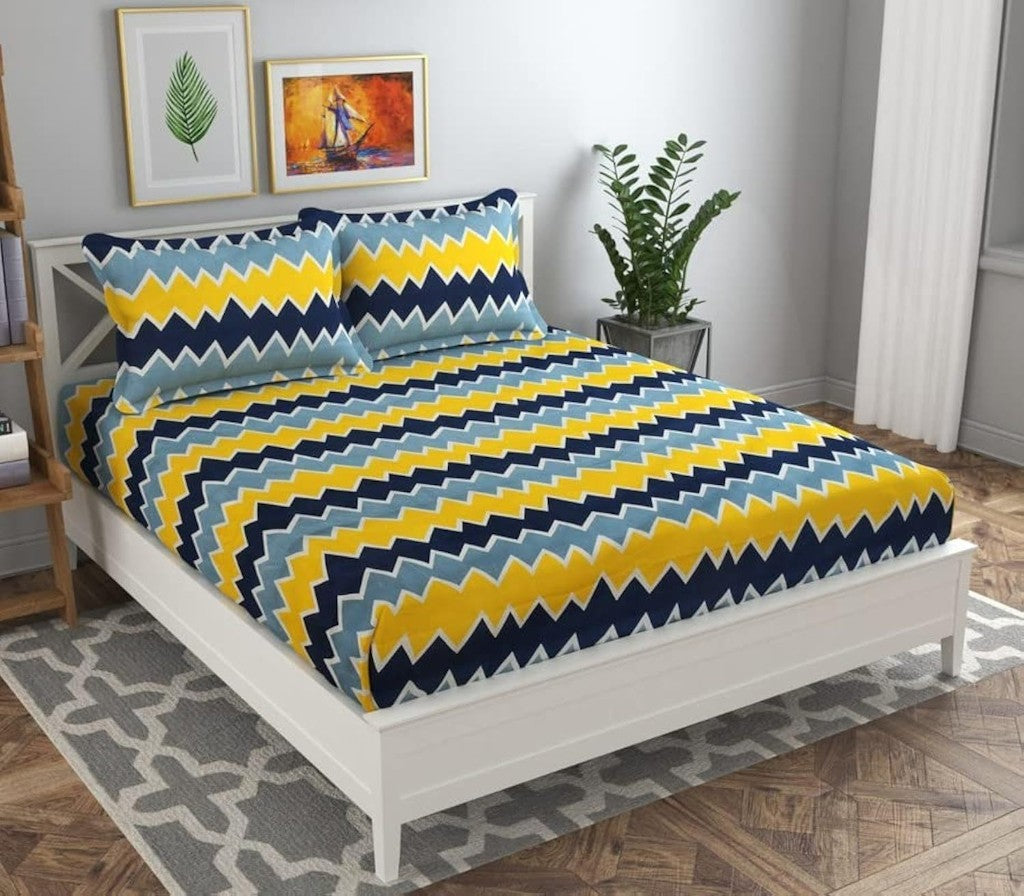 Byzantium Uranus Home & Garden Double Bed Printed Bedsheet with 2 Pillow Covers Size Double Bed