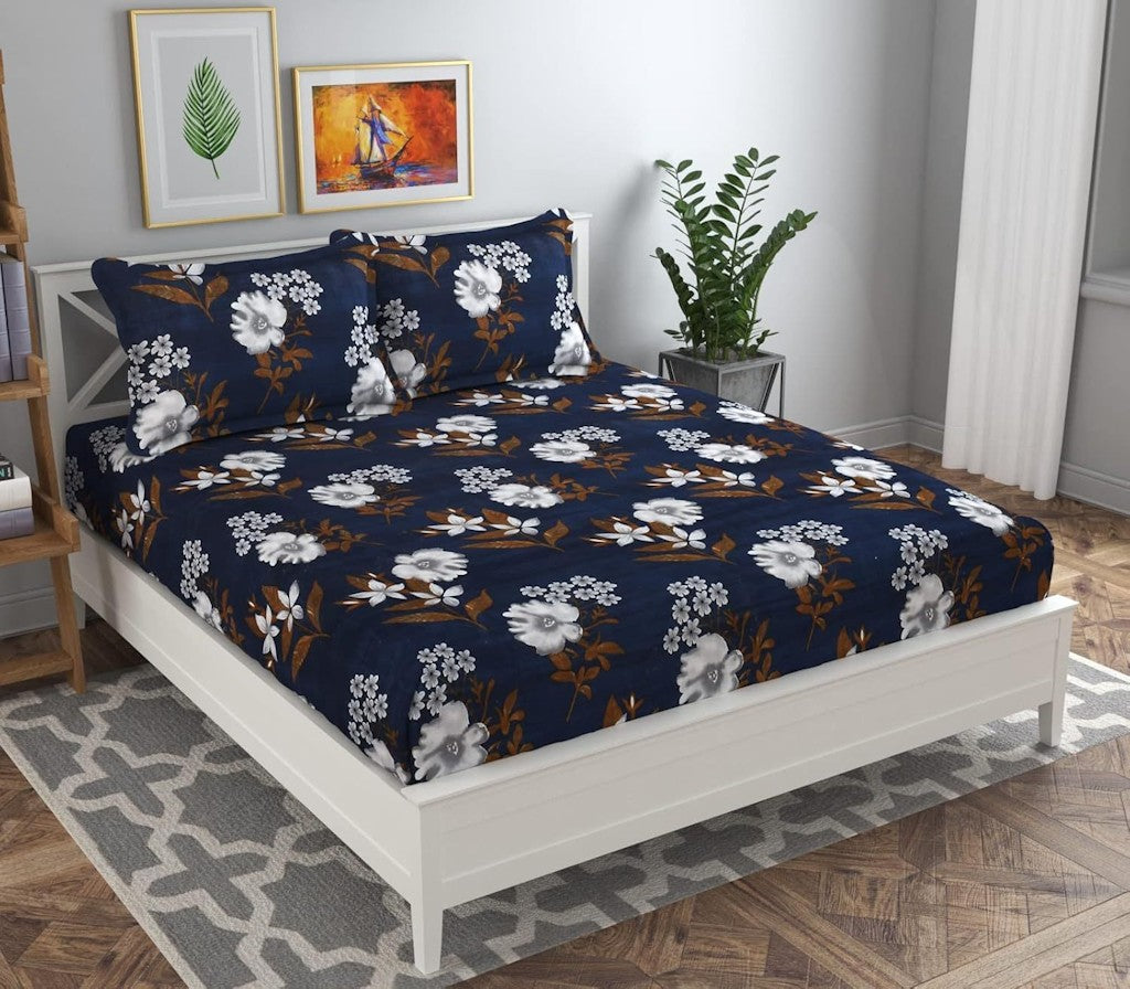 Byzantium Uranus Home & Garden Premium Double Bedsheet with 2 Pillow Covers Size Double Bed Color