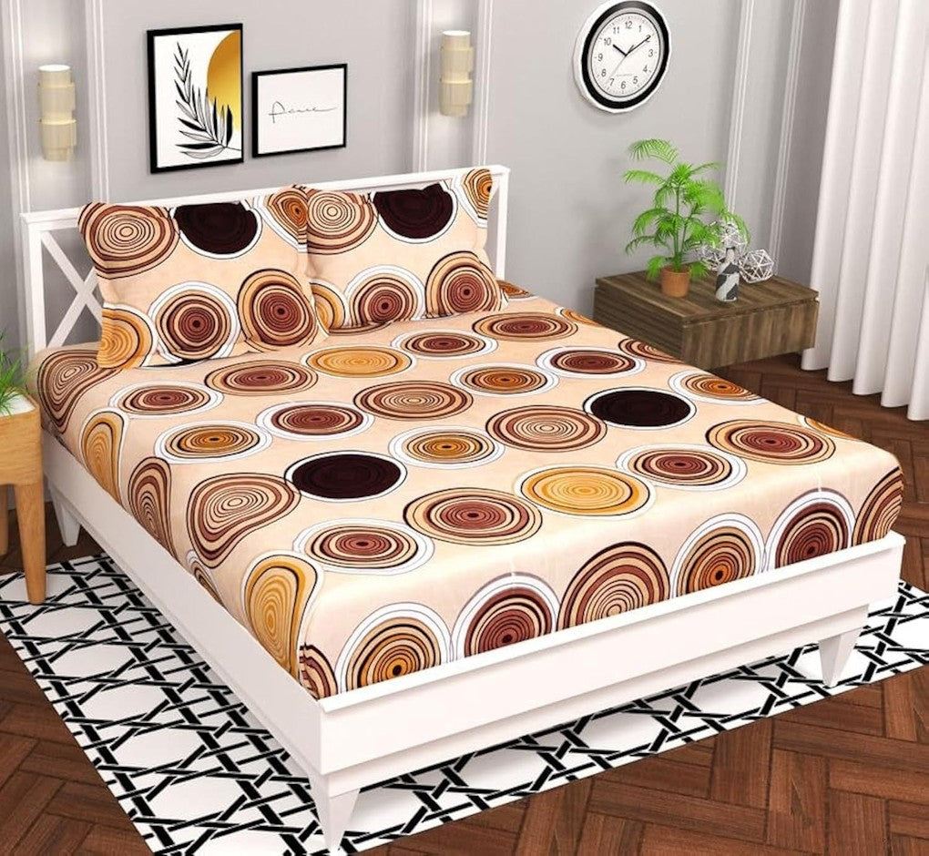 Byzantium Uranus Home & Garden Double Bed Abstract Printed Bedsheet with 2 Pillow Covers