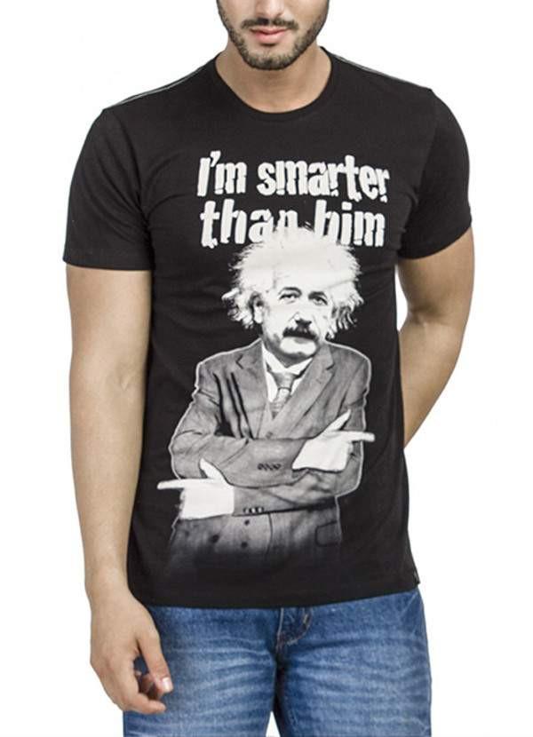 Scorpius T-shirts Scorpius Men's Einstein "I'm Smarter" Black Half Sleeved T-Shirt