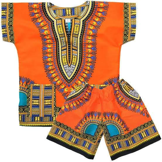 White Baobab T-shirts Children Dashiki Suit Set