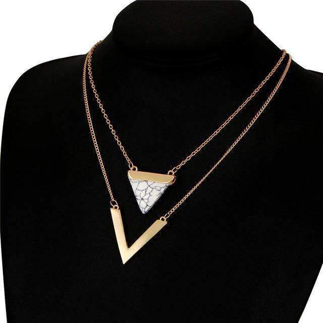 Jasper Necklaces Marble Chevron Double Layer Necklace