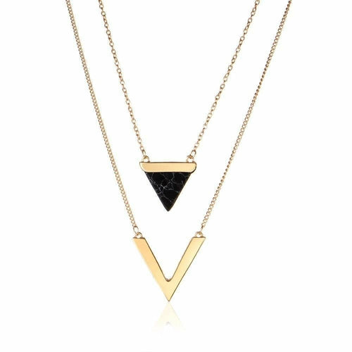 Jasper Necklaces Marble Chevron Double Layer Necklace