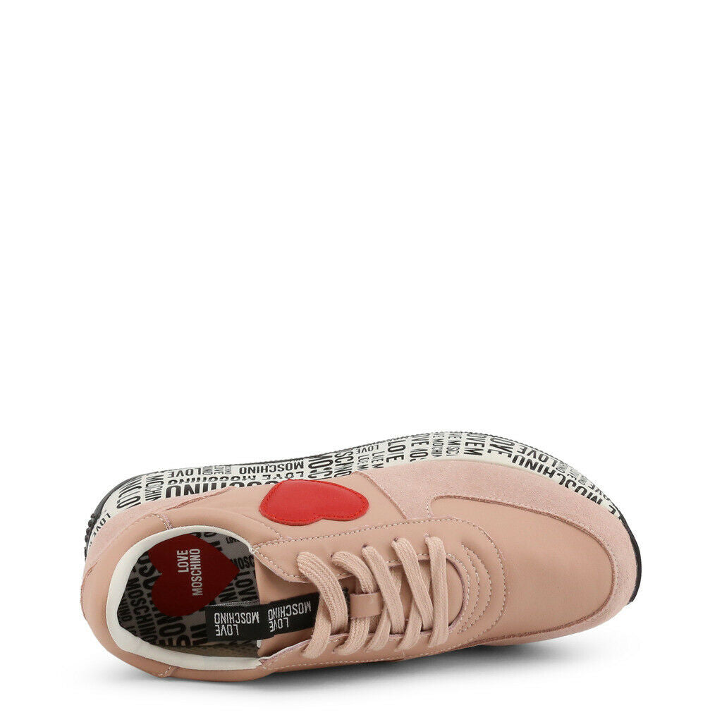 Burgundy Hera Footwear "Love Moschino" Pink Heart Sneakers