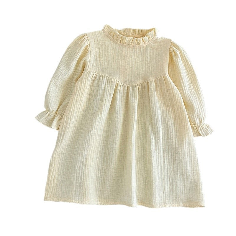 Chocolate Lily Kids & Babies Little Ladies Long Sleeves Solid Color Ruffle Collar Dress