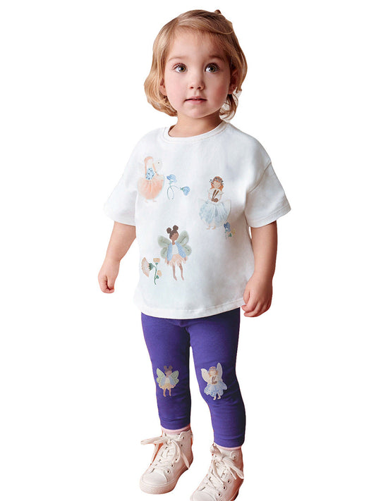 Chocolate Lily Kids & Babies Youngladies Princess Cartoon Pattern T-shirt and Shorts 2-Piece Set