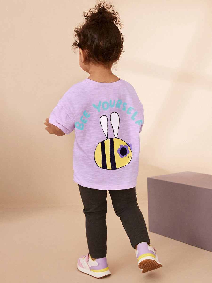 Chocolate Lily Kids & Babies Little Ladies Bees Cartoon Pattern T-shirt and Shorts Set