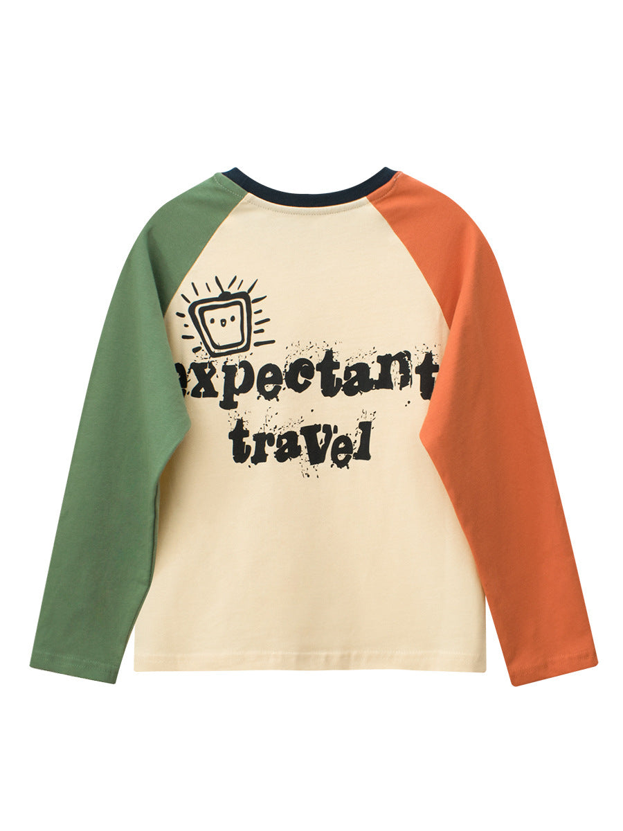 Chocolate Lily Kids & Babies Little Men's Cartoon and Letters Printed Long-sleeved T-shirt