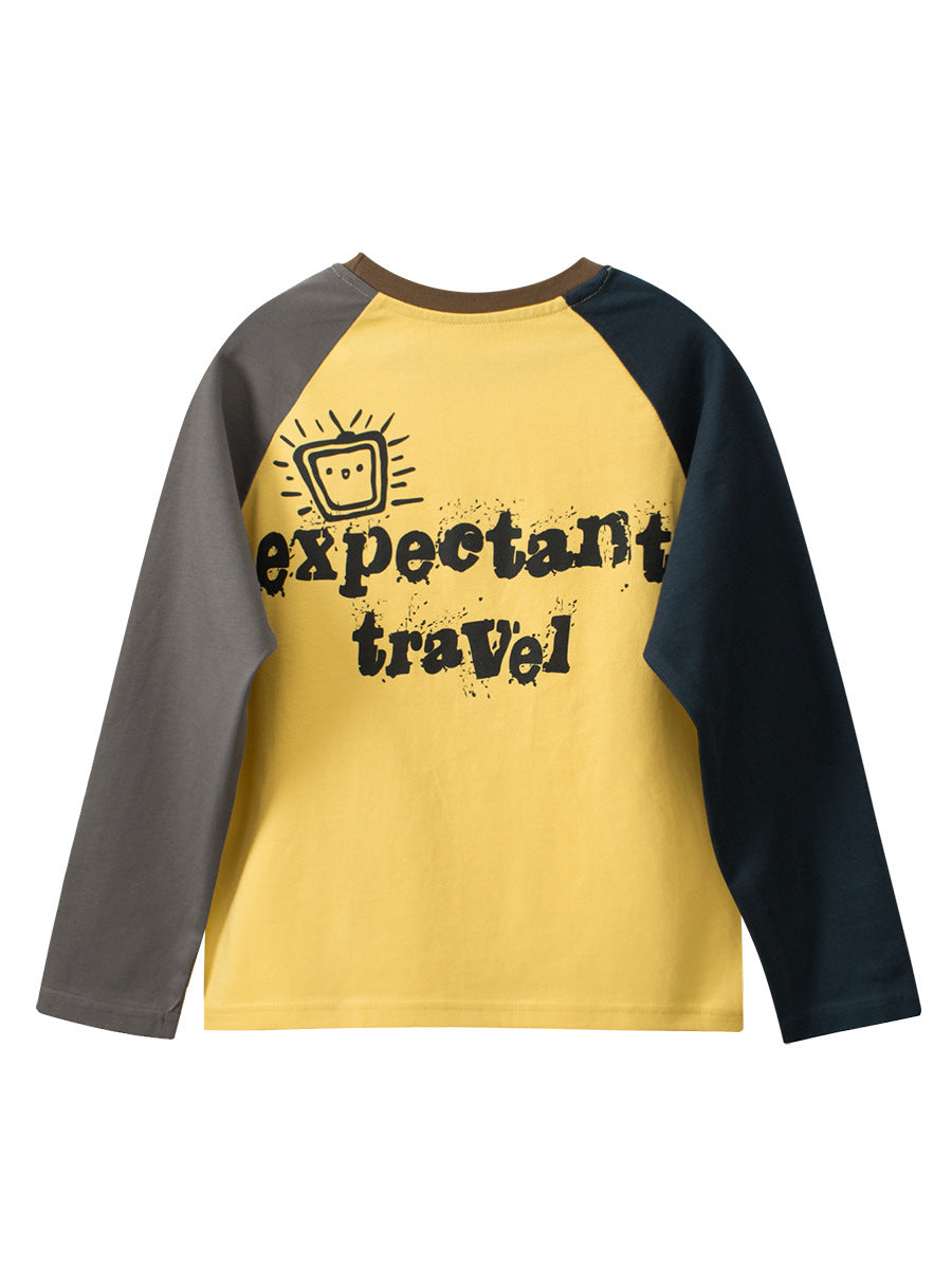 Chocolate Lily Kids & Babies Little Men's Cartoon and Letters Printed Long-sleeved T-shirt