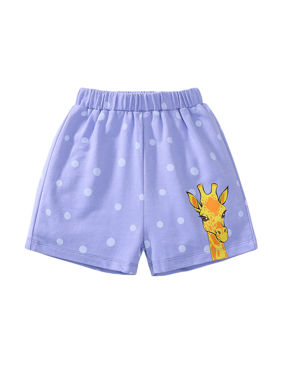 Chocolate Lily Kids & Babies Little Men's Boys Cotton Cartoon Giraffe Pattern Shorts