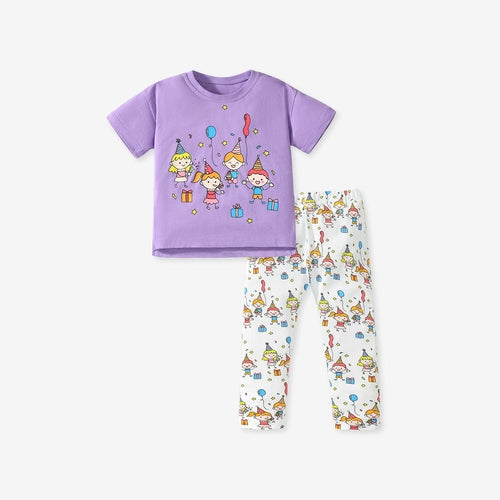 Chocolate Lily Kids & Babies Little Ladies Cartoon Pattern T-shirt and Pants 2-Piece Set