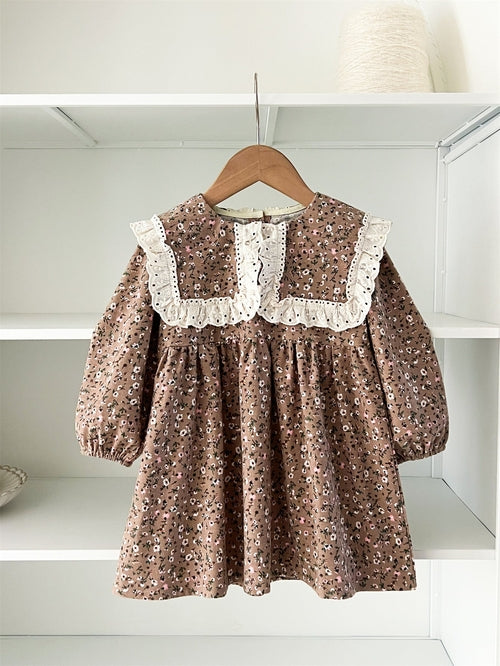 Chocolate Lily Kids & Babies Little Ladies Long Sleeves Vintage Floral Pattern Dresses