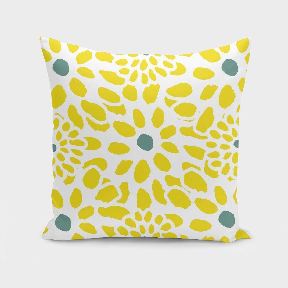 Scorpius Textiles & Pillows Flowers in Yellow Cushion/Pillow