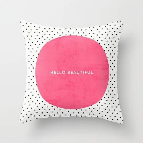 Scorpius Textiles & Pillows PINK HELLO BEAUTIFUL POLKA DOTS Pillow