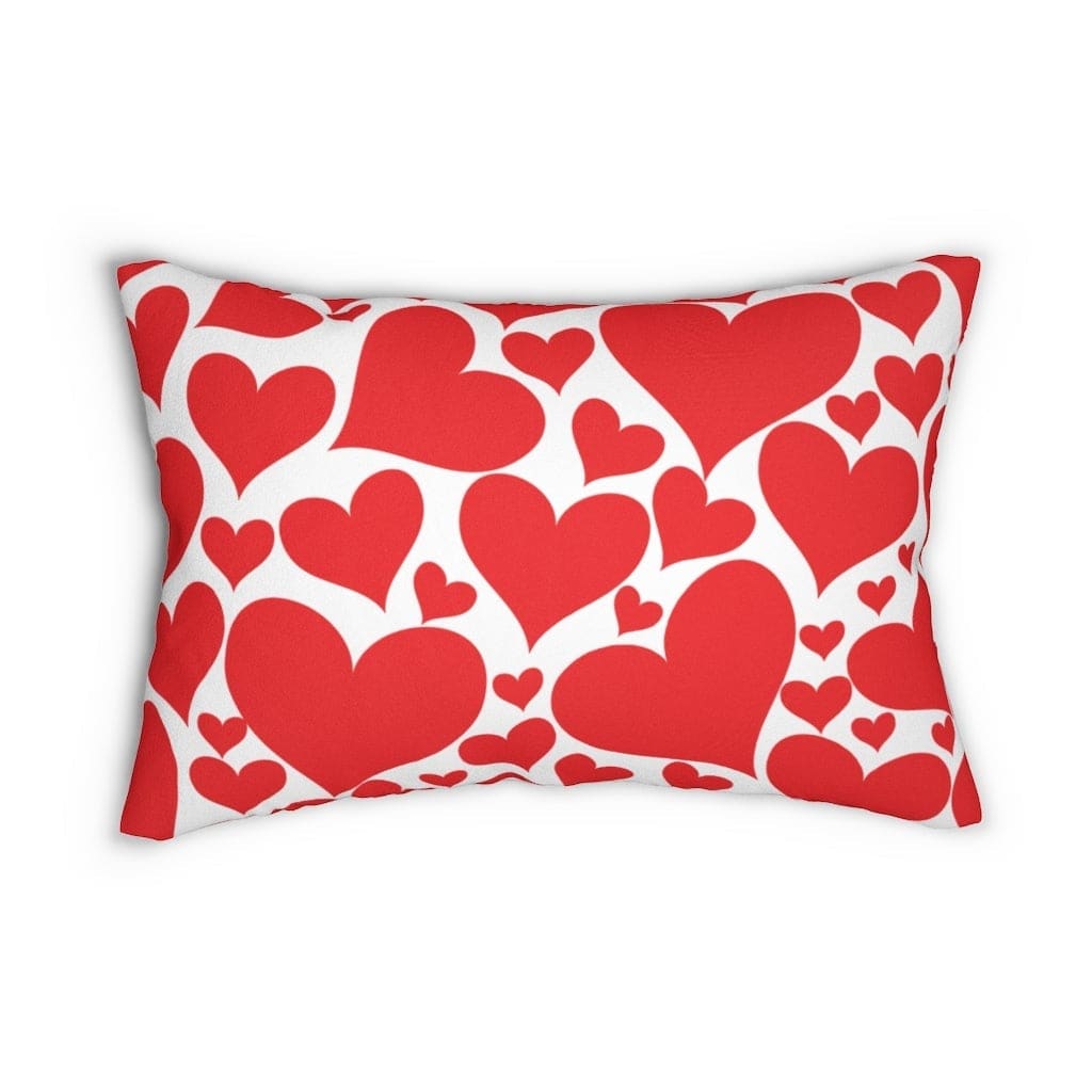 Grey Coco Accessories Decorative Lumbar Throw Pillow - Love Red Hearts Pattern