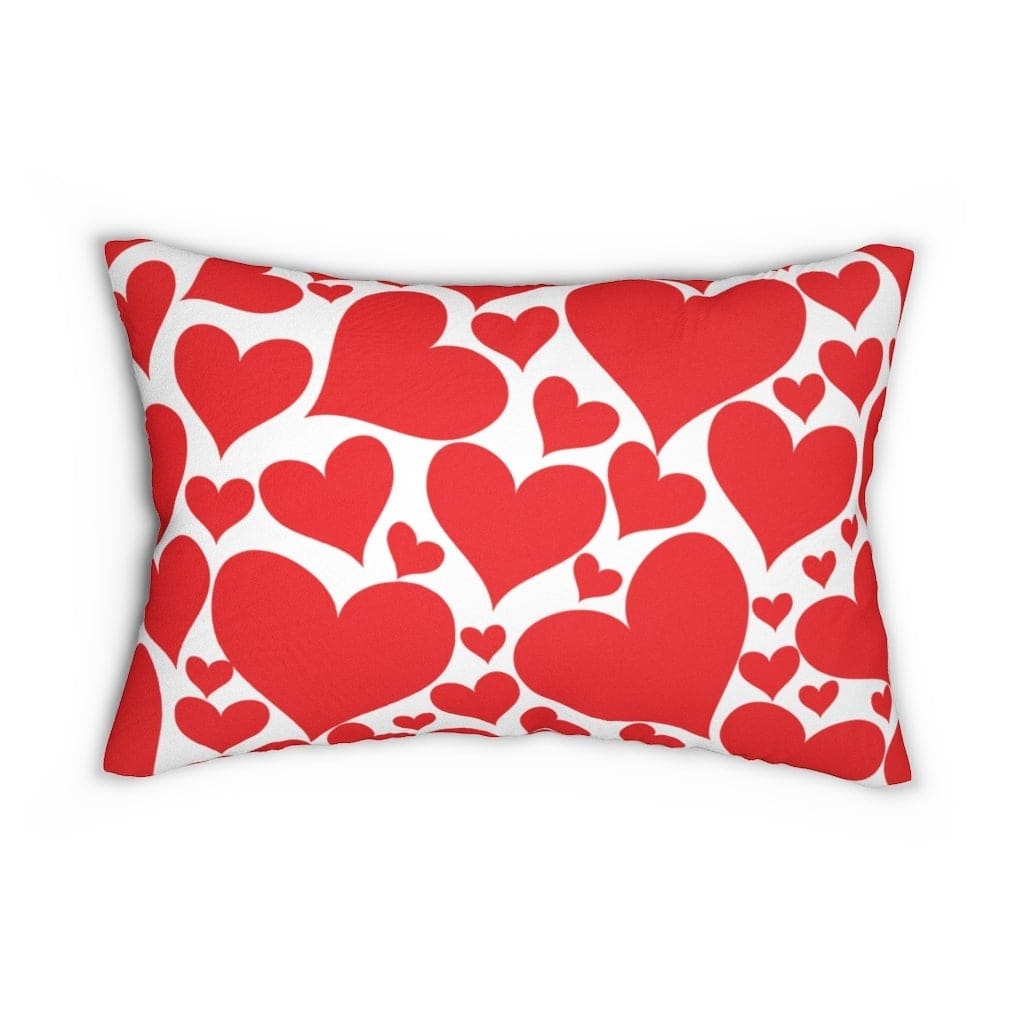 Grey Coco Accessories Decorative Lumbar Throw Pillow - Love Red Hearts Pattern